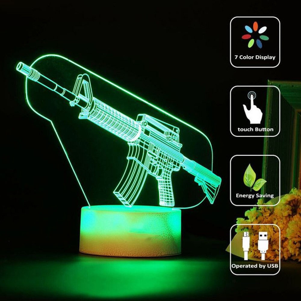 Game Rifle 3d Led Night Light  - Accessories For Your Gaming Room 评论和价格